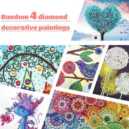 Focart 4 Pack Random Diamond Paintings, 5D DIY Special Shape Rhinestone Diamond Painting Kits for Adults 12x12 inch