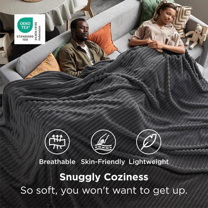 Bedsure GentleSoft Fleece Blanket - Cozy Large Throw for Bed, Grey, 120x120 Inches