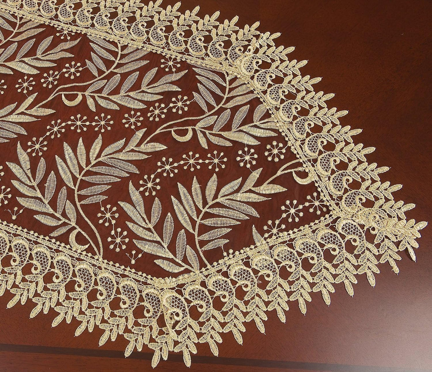 16 90 Inch Simhomsen Burgundy Lace Table Runner Embroidered Leaves Long