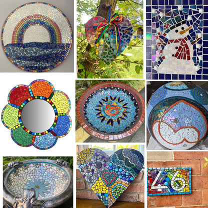 Youway Style Iridescent Glass Mosaic Tiles for Crafts Bulk,454g Broken Mosaic Glass Pieces for Garden Crafts Kits,DIY Mosaic Art Decor