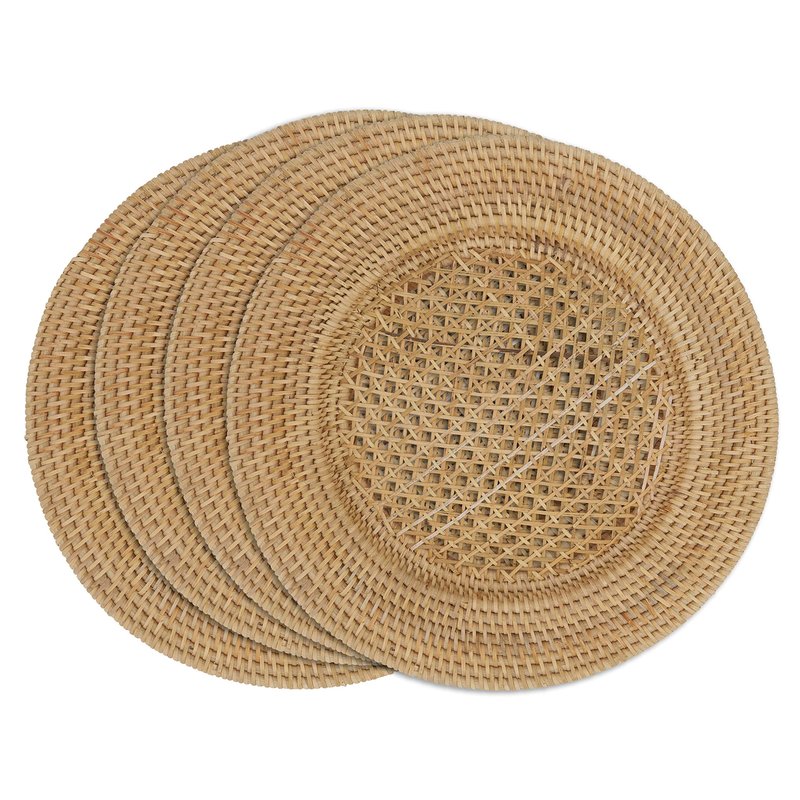 SARO LIFESTYLE Handmade Rattan Charger Plates (Set of 4)