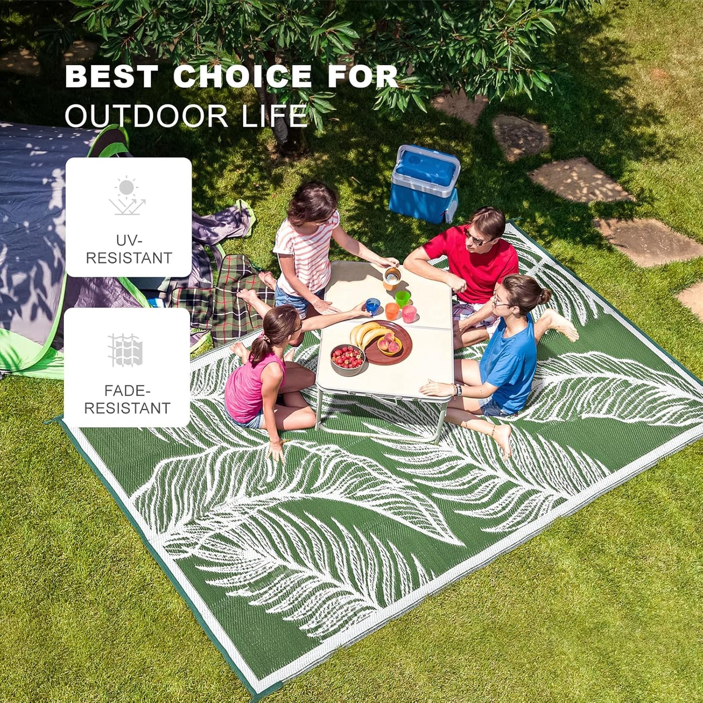 wikiwiki Outdoor Rug, 5x8ft, Waterproof Reversible Mat for Indoor Outdoor, Small Area Plastic Straw Rug