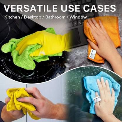 Simple Houseware Microfiber Cleaning Cloth 50 Pack, 12" x 16", 4 Colors