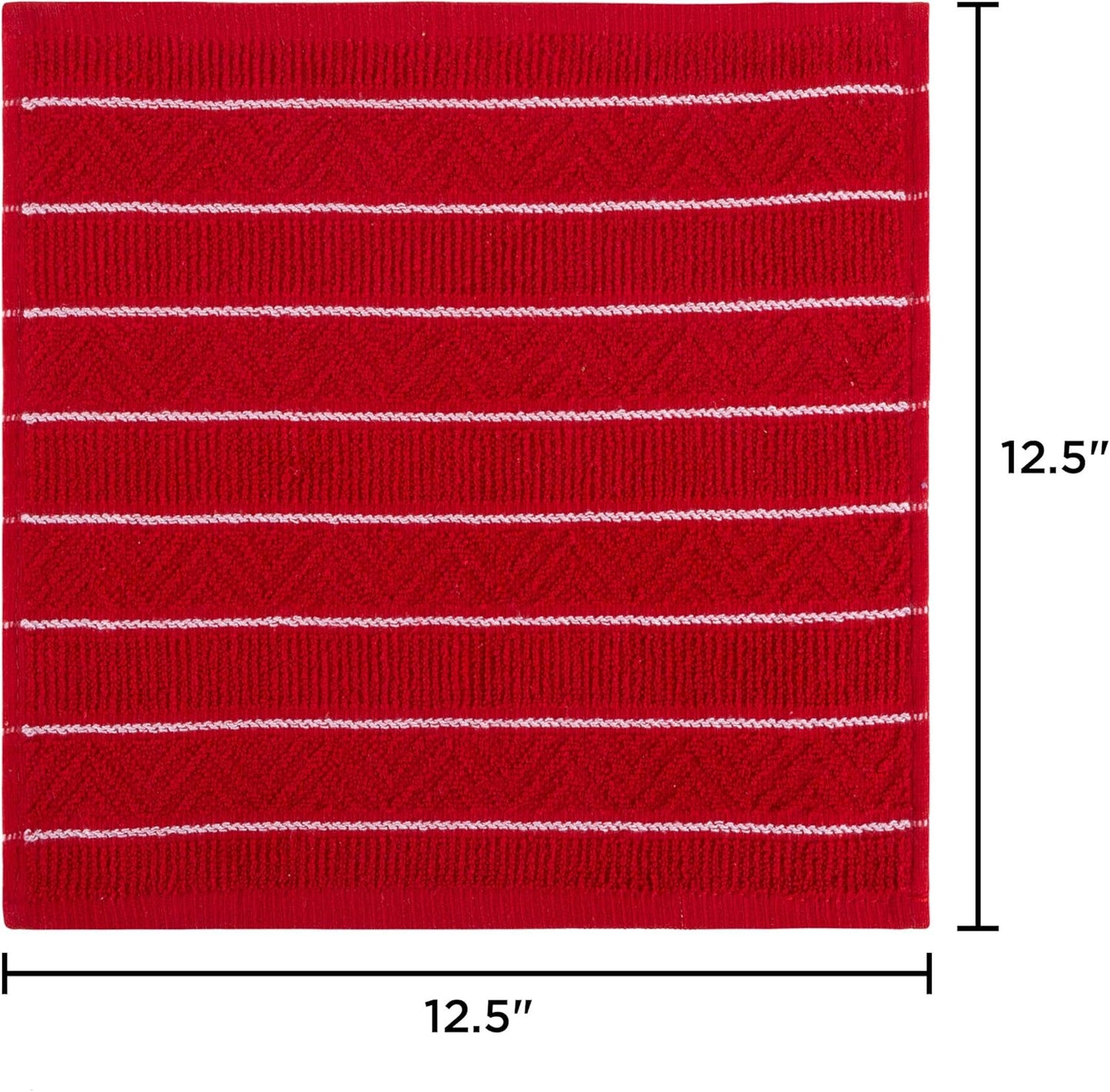 Bedford Home Set of 16 Kitchen Dishcloths, 12.5"x12.5" Absorbent 100% Cotton in Chevron Weave Pattern