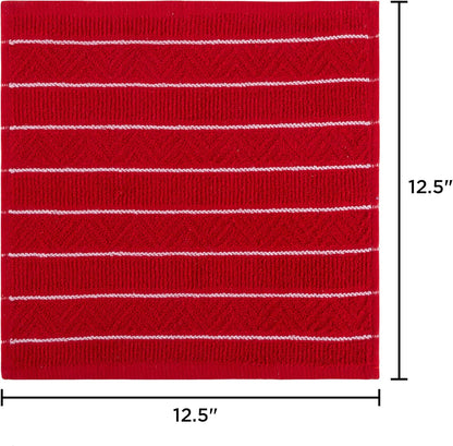 Bedford Home Set of 16 Kitchen Dishcloths, 12.5"x12.5" Absorbent 100% Cotton in Chevron Weave Pattern