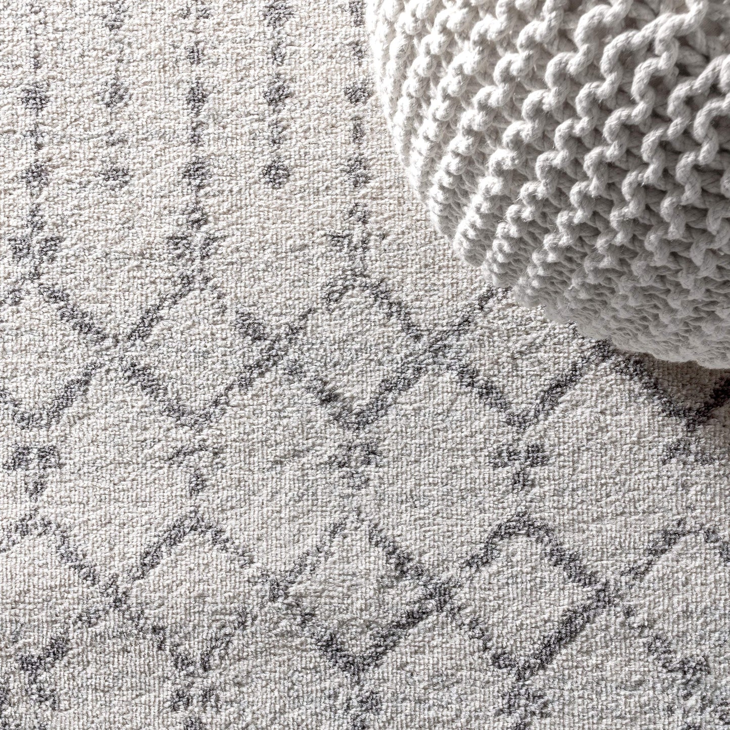 JONATHAN Y Boho Vintage Diamond Cream/Gray Square Area Rug 6X6 ft, Moroccan Hype for Living Room, Bedroom, Kitchen, Office, Easy-Cleaning, High Traffic, Pet-Friendly, Non-Shedding (MOH101B-6SQ)