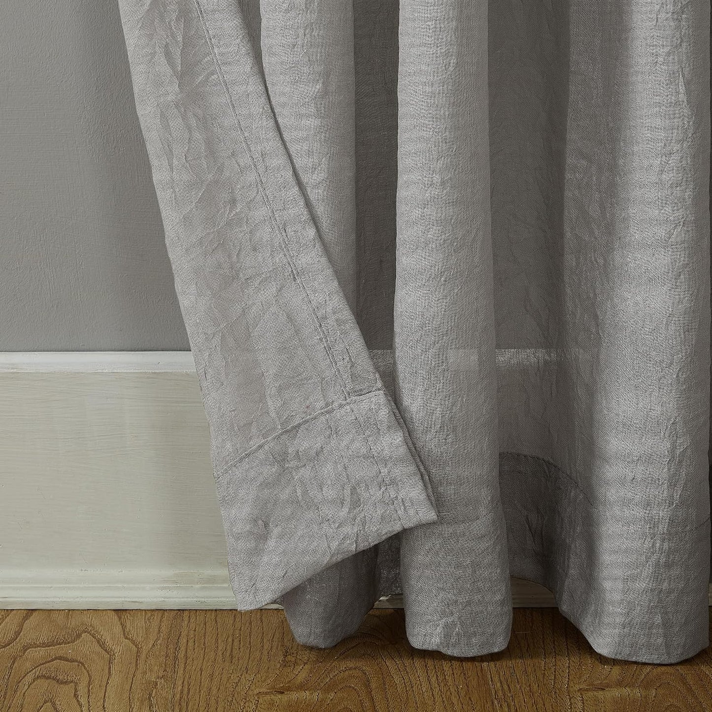 No. 918 Tayla Crushed Texture Semi-Sheer Curtain Panel, 50" x 120", Gray, Rod Pocket