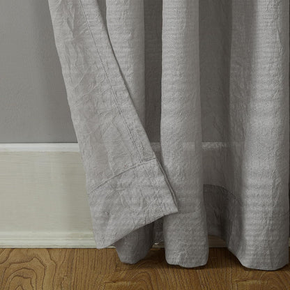 No. 918 Tayla Crushed Texture Semi-Sheer Curtain Panel, 50" x 120", Gray, Rod Pocket