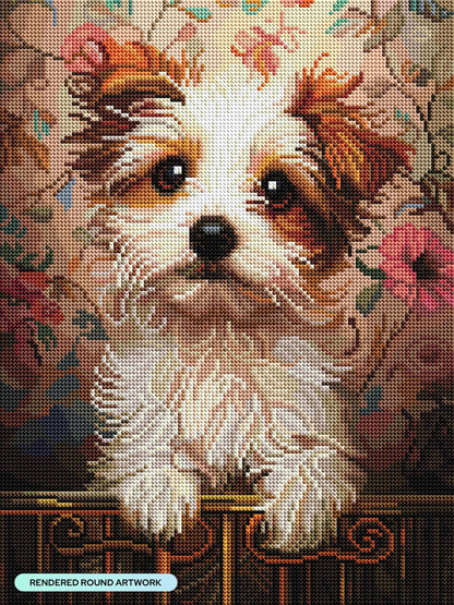 DIAMOND ART CLUB Small Wonder - Terrier Diamond Painting Kit, Fun DIY Crafts for Adults, Round Diamond Art Canvas, 13" x 17" (33 cm x 44 cm)