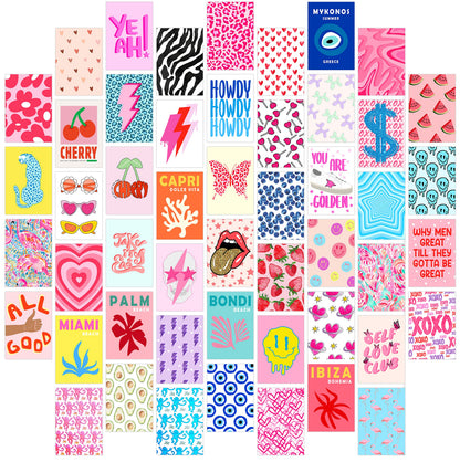 Waschbär Aesthetic Pictures Wall Collage Kit, Preppy Room Decor, 50 PCS Trendy Dorm Decorations for Teens and Young Adults, Preppy Things, Posters for Room Bedroom