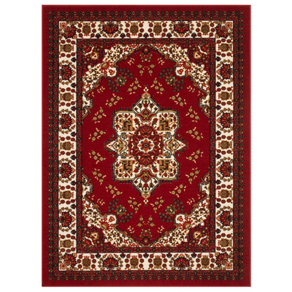 Antep Rugs Alfombras Oriental Traditional 5x7 Non-Skid (Non-Slip) Low Profile Pile Rubber Backing Indoor Area Rugs (Maroon, 5' x 7')