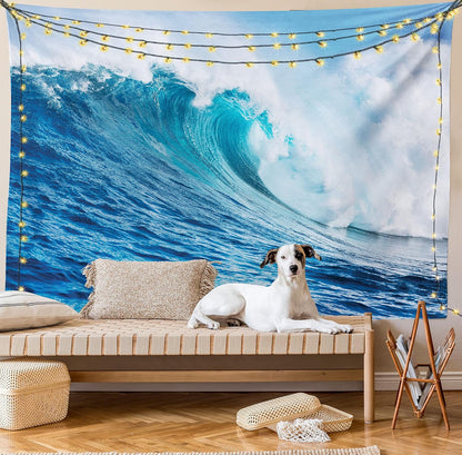 Lunarable Ocean Tapestry King Size, Sea Storm with Swirling Wave Print, Wall Hanging Bed Cover