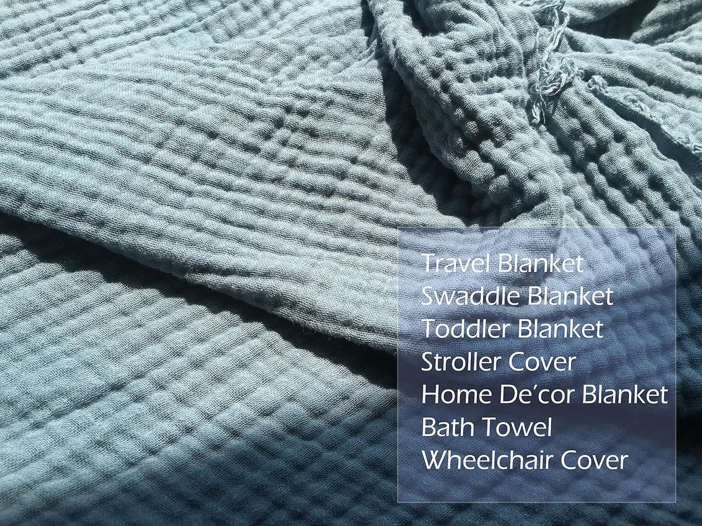 KyraHome 100% 90"x90" Organic Cotton Muslin Blankets, Queen, Pre-Washed, Breathable Lightweight Gauze Cotton Blanket