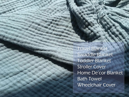 KyraHome 100% 90"x90" Organic Cotton Muslin Blankets, Queen, Pre-Washed, Breathable Lightweight Gauze Cotton Blanket