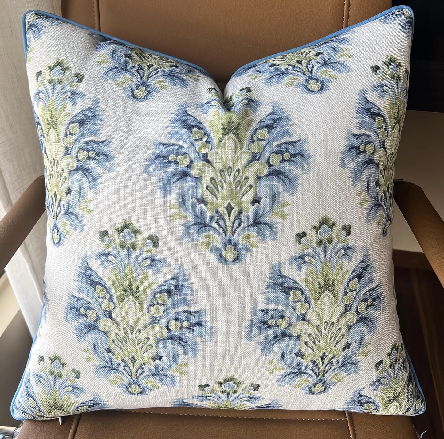 Haynes Damask Printed Decorative Square Accent Throw Pillow Cover, 20x20 Inches, Decor for Living Room, Sofa, Chair