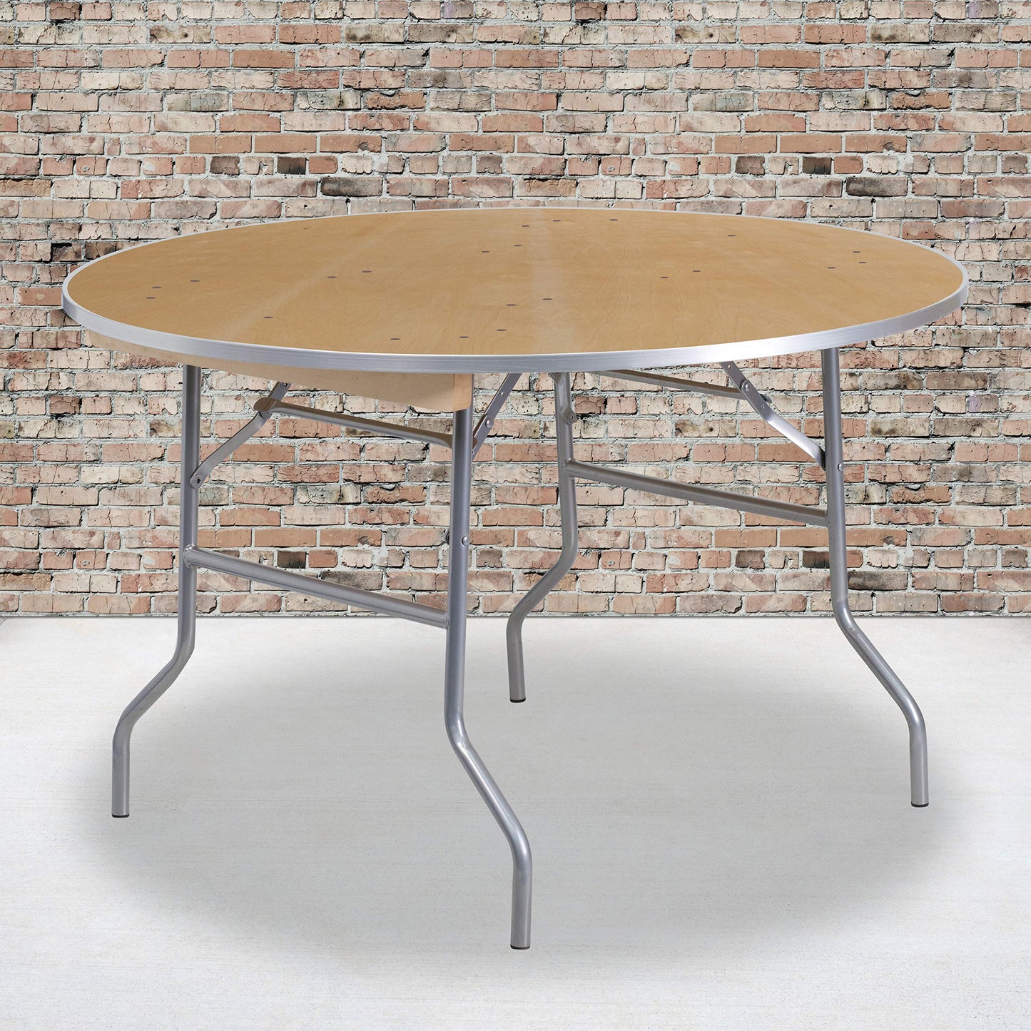 Flash Furniture Fielder 4-Foot Round HEAVY DUTY Birchwood Folding Banquet Table with METAL Edges