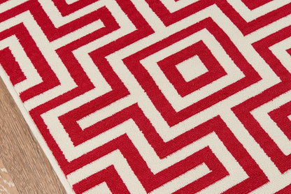 Momeni Rugs Baja Collection Contemporary Indoor & Outdoor Area Rug - 1'8" x 3'7", Easy to Clean, Red