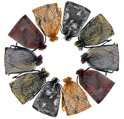 Jexila 100pcs Organza Bag, 4x6, Black Mesh Drawstring Gift Bags - Small Halloween Goodie Candy Treat Bags for Kids' Tick or Treat Party Favor Bags