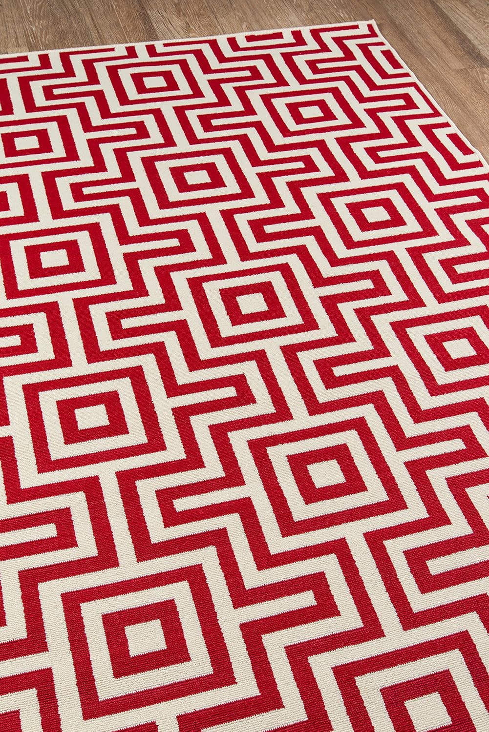 Momeni Rugs Baja Collection Contemporary Indoor & Outdoor Area Rug - 1'8" x 3'7", Easy to Clean, Red