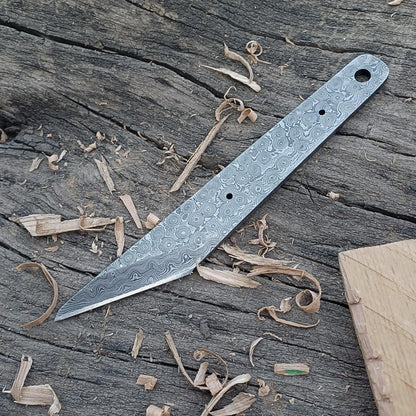 HAWK KNIVES Handmade Damascus Steel Blade Kiridashi Knife - 2.5 in Professional Woodworking, Marking, Wood Carving Tool & Leather Sheath