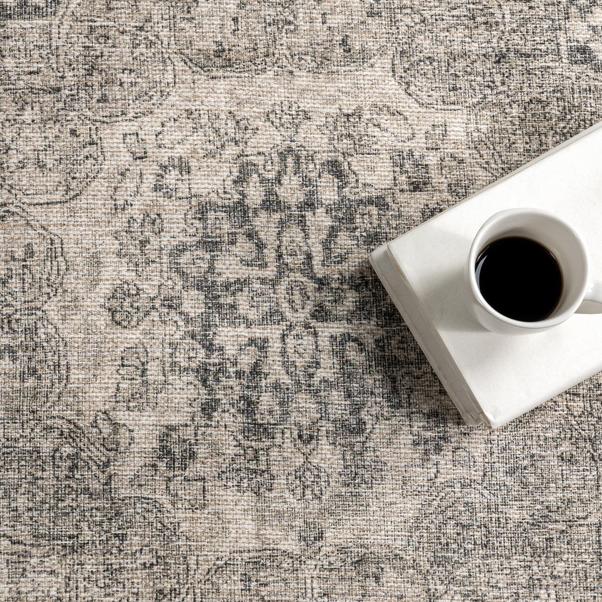 Nuloom Hillstone Collection Agnetha Grey/Taupe, 7'10" x 10', Vintage Medallion, Soft and Cozy, High Traffic, Stain Resistant, Easy Clean, Durable Area Rug for Bedroom, Living Room, Dining, Foyer
