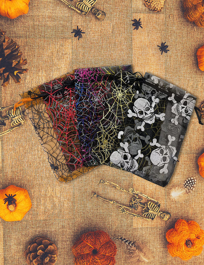 Jexila 100pcs Organza Bag, 4x6, Black Mesh Drawstring Gift Bags - Small Halloween Goodie Candy Treat Bags for Kids' Tick or Treat Party Favor Bags