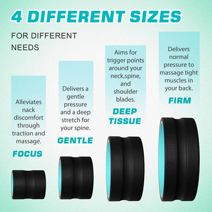 3 Pack Back Roller- Yoga Wheel for Back Pain Reliefn & Stretching, Back Wheel for Deep Tissue Massage, Foam Roller for Physical Therapy & Exercise