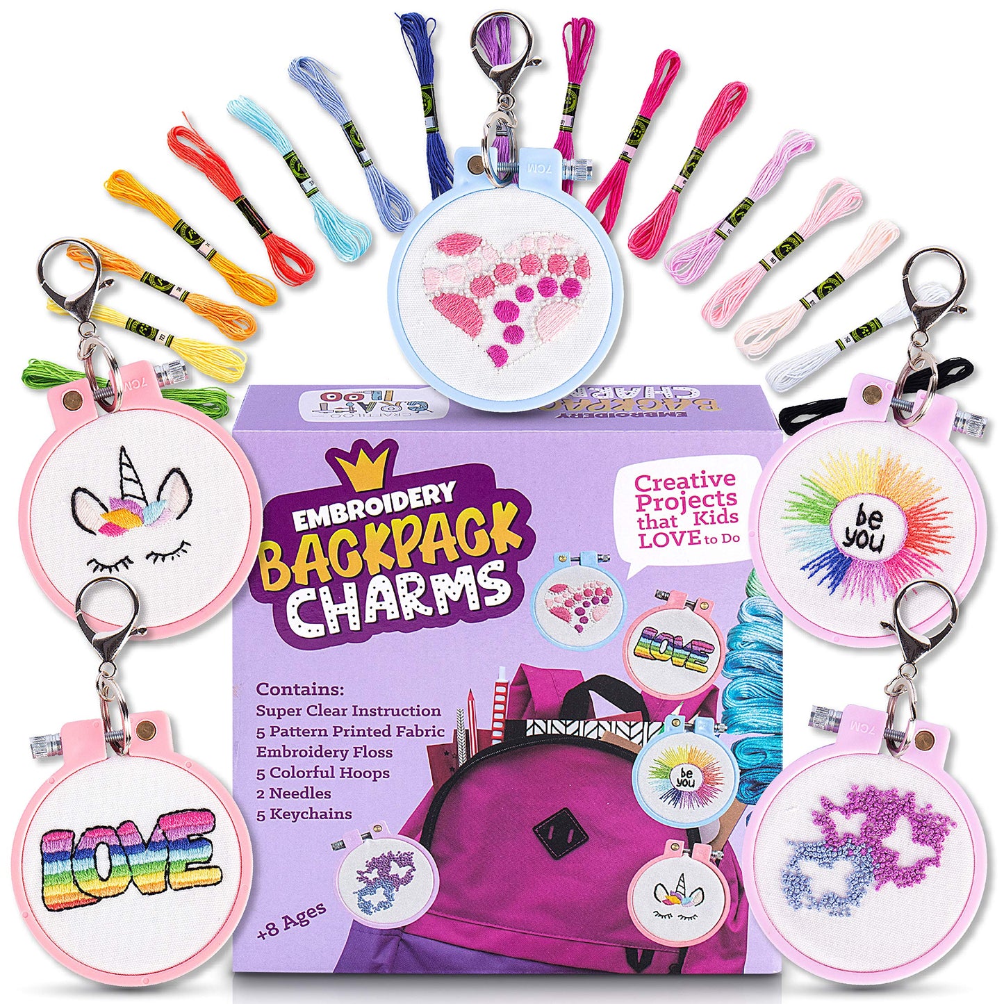 5 Stamped Embroidery kit With Embroidery Patterns. Embroidery Kit For Beginners, Needlepoint Kits For Beginners. Best Beginner Embroidery Kit For Kids Embroidery Starter Kit Cross Stitch Kits