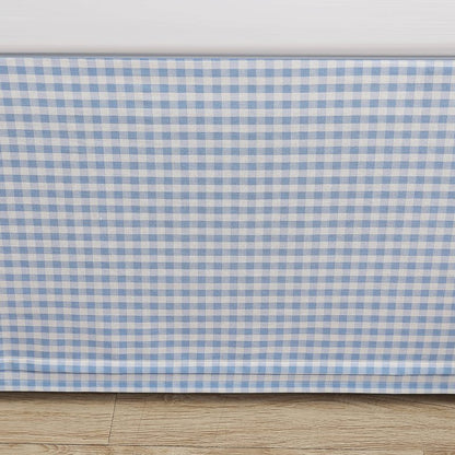 Laura Ashley - Twin Bedskirt, Plain Weave Cotton Bedding, Split Corner with Decorative Bow Ties, Dorm Essentials, Oeko-Tex Certified (Hedy Blue)