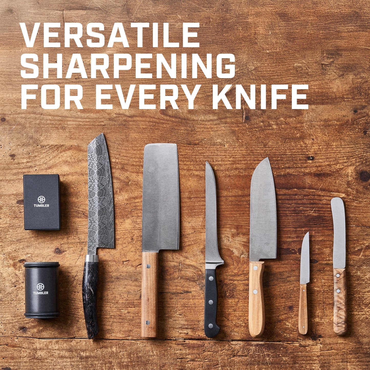 TUMBLER Pro Rolling Knife Sharpener™ - Knife Sharpening Made Easy - Ultimate Gift for Father's Day - Kit with Removable Disc System - 4-Layer Diamond Sharpening Disc & EdgeBoost Ceramic Disc (Black)