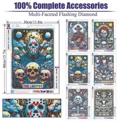 6 Packs Halloween Diamond Painting Kits for Adults, DIY Horror Diamond Art Kits for Beginners, 5D Full Drill Crystal Arts and Crafts Gem Art Painting Kits for Home Wall Decor Festival Gift (30*40cm)