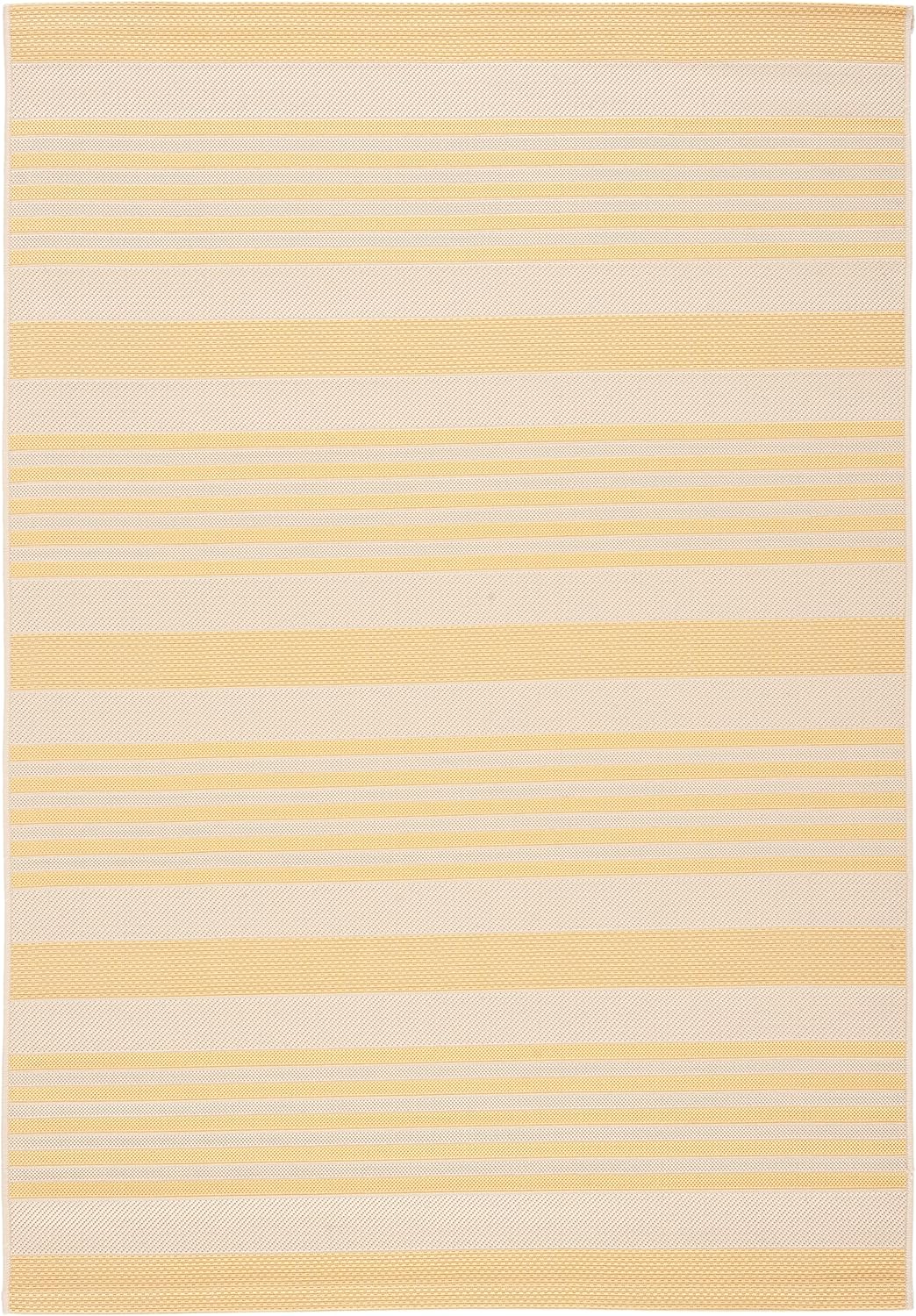 SAFAVIEH Courtyard Collection 2' x 3'7" Gold/Beige CY6062 Nautical Coastal Stripe Indoor/Outdoor Accent Rug