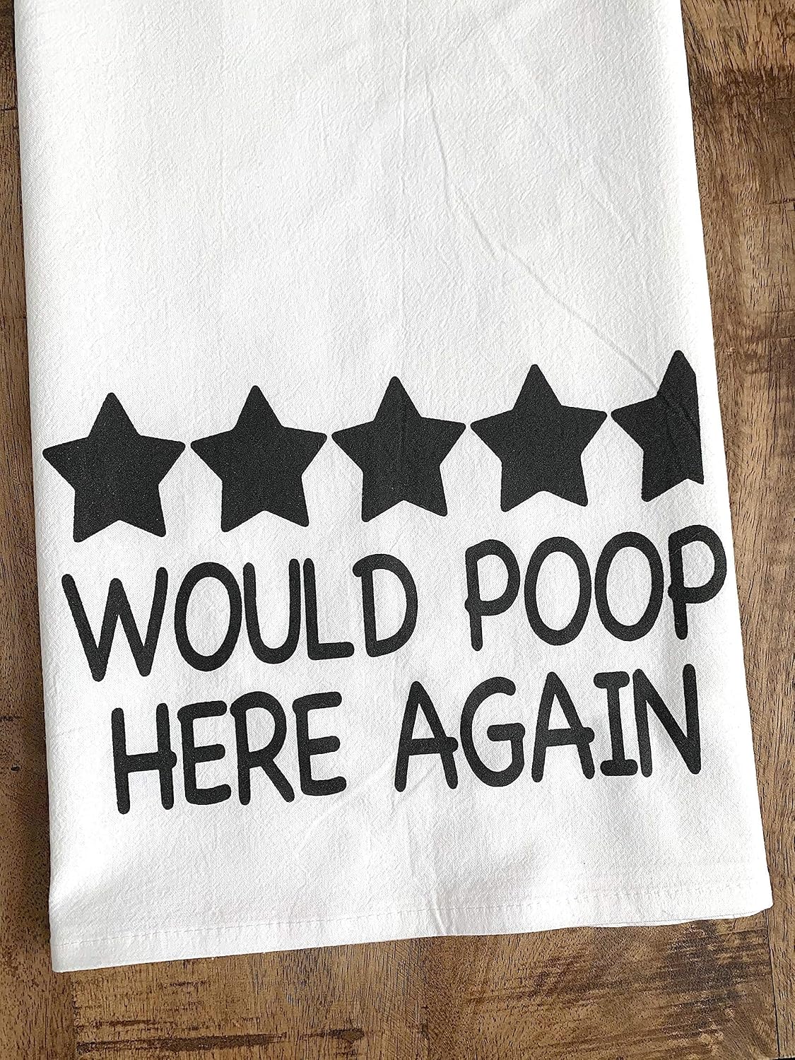 Handmade Funny Bathroom Towel - 100% Cotton, 28x28 Inch, Perfect for Hostess Gift (Would Poop Here Again)