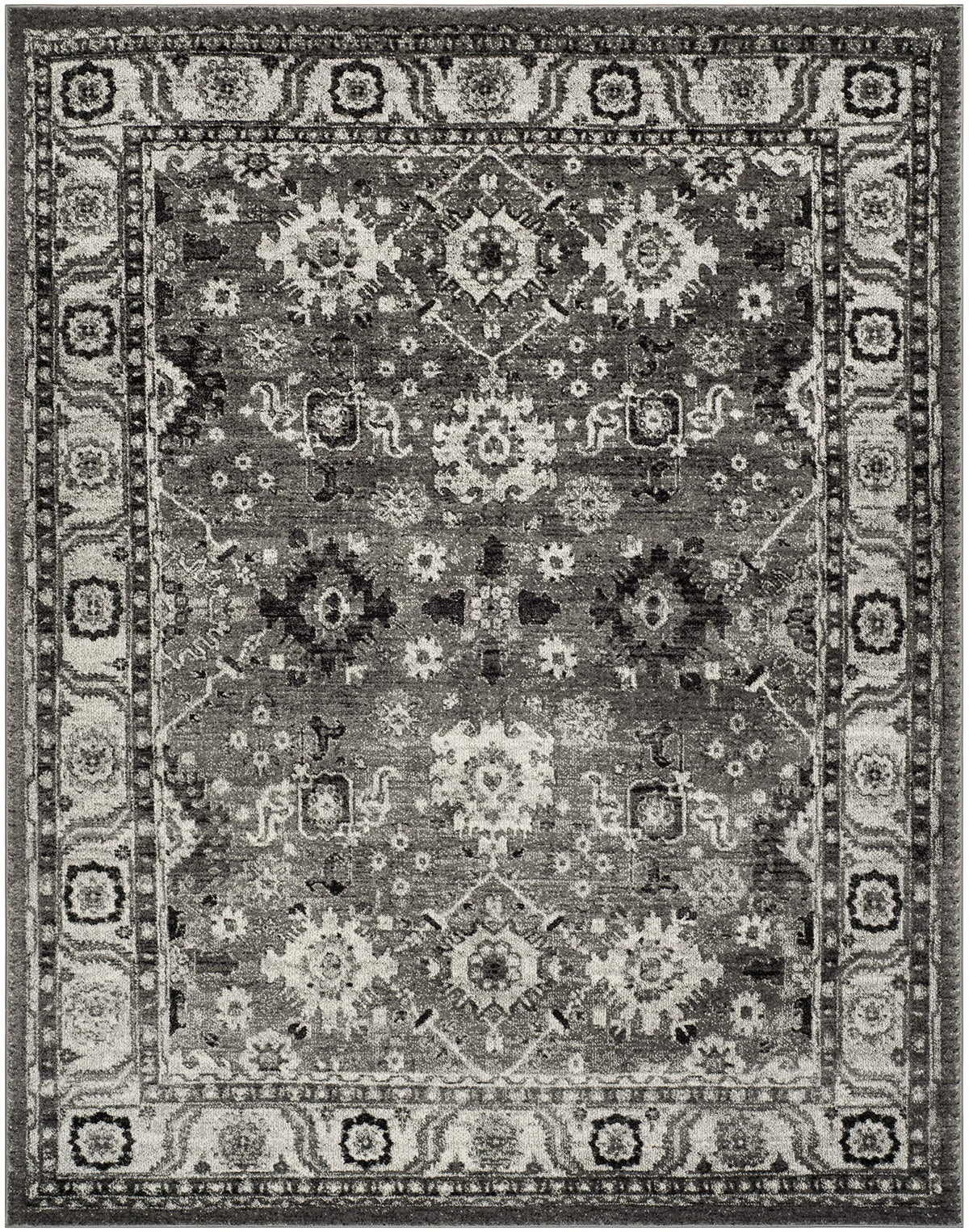 SAFAVIEH Area Rug 8x10 - Vintage Hamadan Collection - Large - Grey & Black, Traditional Persian Design, Non-Shedding & Easy to Clean, Ideal for Living Room, Bedroom, Dining Space (VTH214K)