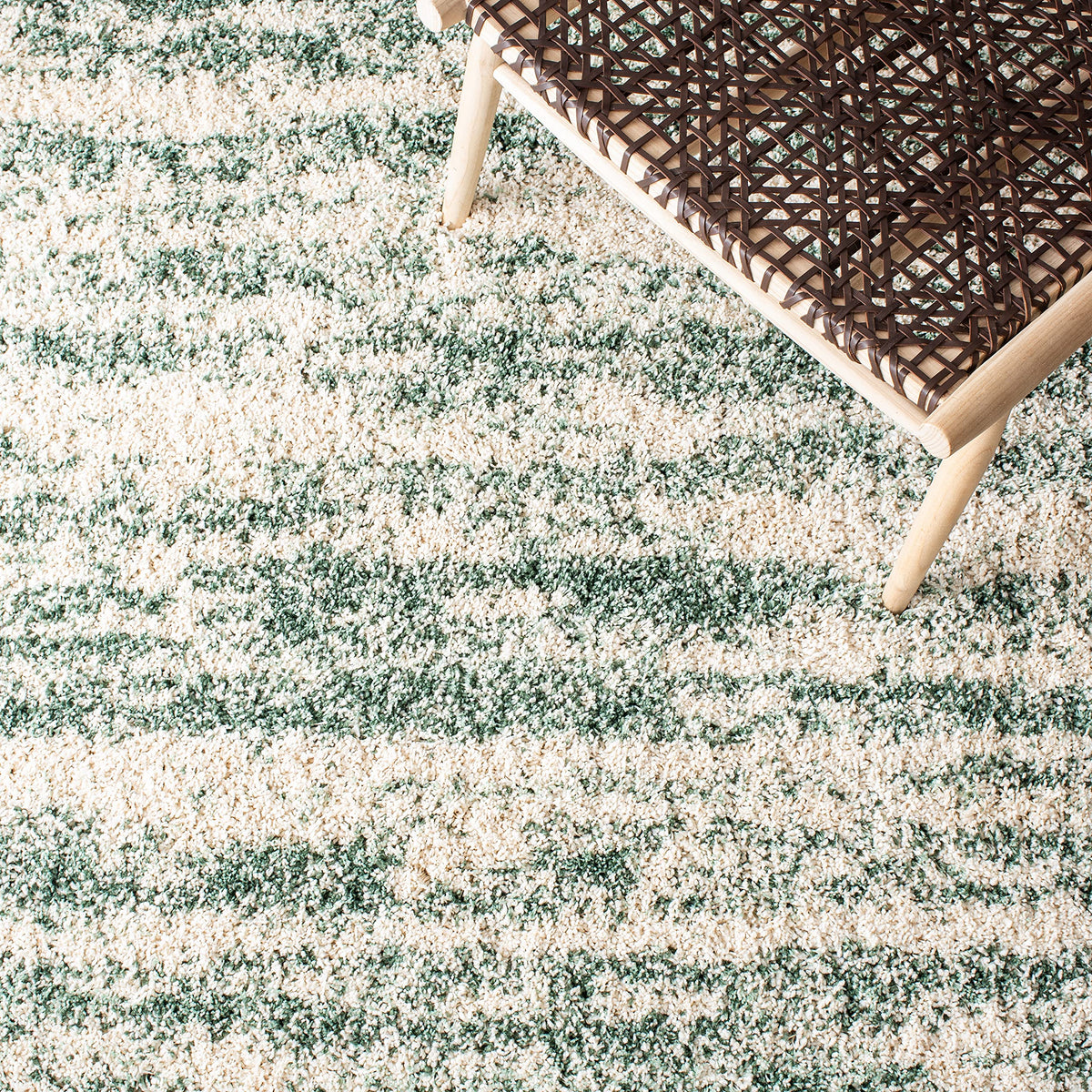 SAFAVIEH Hudson Shag Collection Area Rug - 10' x 14', Ivory/Green, Geometric Design, Plush 1.9 Inch Thick Ideal for High Traffic Areas in Living Room, Bedroom, Dining (SGH206Y)