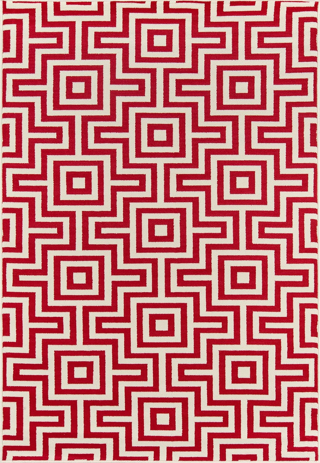 Momeni Rugs Baja Collection Contemporary Indoor & Outdoor Area Rug - 1'8" x 3'7", Easy to Clean, Red