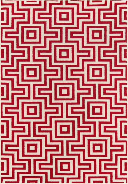 Momeni Rugs Baja Collection Contemporary Indoor & Outdoor Area Rug - 1'8" x 3'7", Easy to Clean, Red