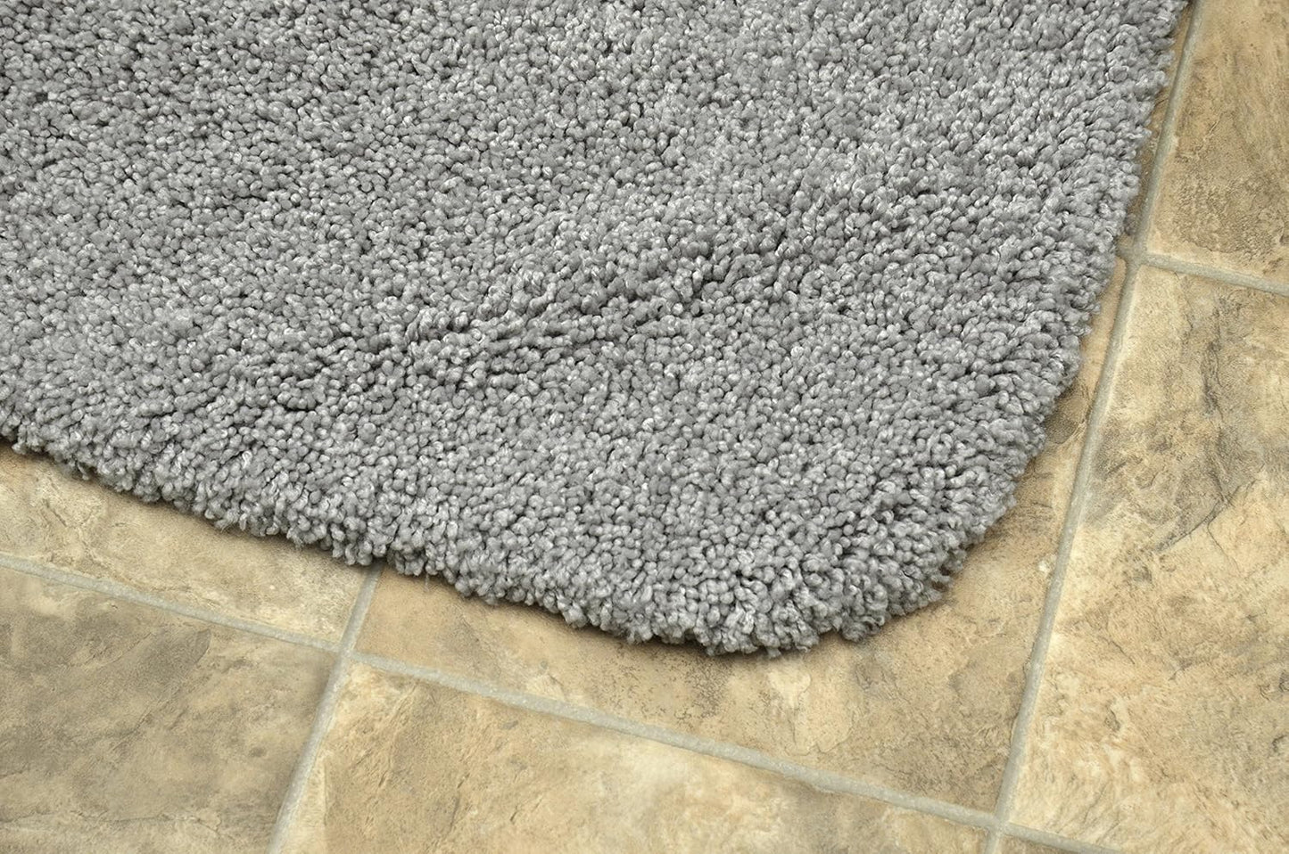 Garland Rug 3 Set Set Serendipity Platinum Gray Piece (Toilet Cover, Contour Rug, Bath Rug) Shaggy Nylon Washable