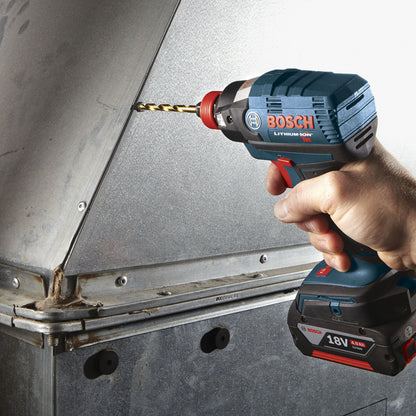 BOSCH TI5IM 5-Piece Assorted Set Titanium Nitride Coated Metal Drill Bits with Included Case Impact Tough with Impact-Rated Hex Shank Ideal for Heavy-Gauge Carbon Steels, Light Gauge Metal, Hardwood