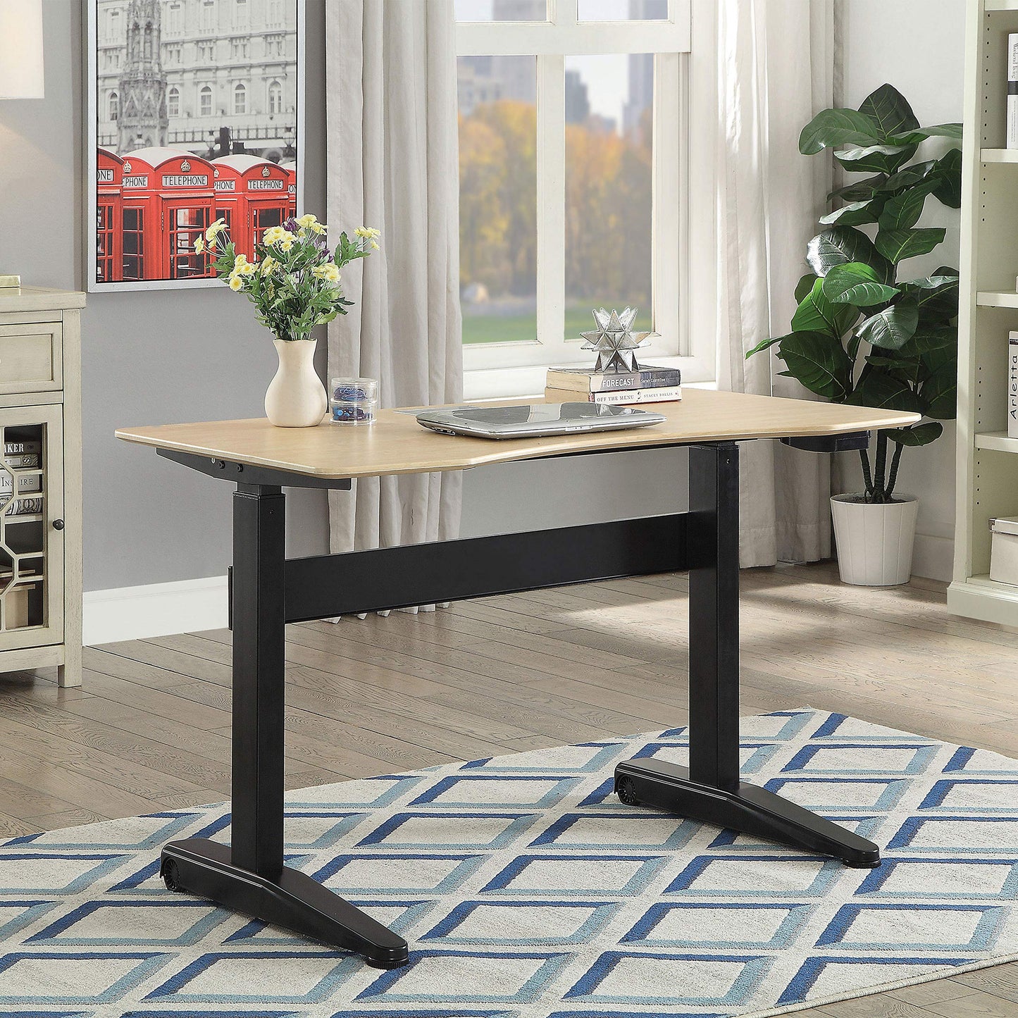 24/7 Shop at Home Rillema Contemporary 48-inch Adjustable Desk, Black