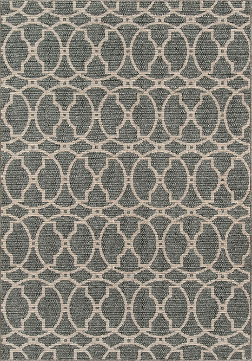 Momeni Rugs Baja Collection Indoor & Outdoor Area Rug, 1'8" x 3'7", Grey, Easy to Clean