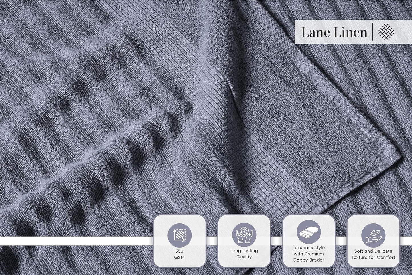 6 Set 100% 2 2 2 LANE LINEN Towels for Bathroom - Piece Value - Mercerized Cotton, Super Soft & Quick Dry - Bath