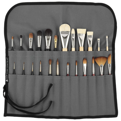 New York Central Professional Paint Brush Roll Up Case and Art Brush Organizer, Waterproof, LightWeight, Breathable and Tough, 20"X20" 3/8" Unrolled, Gray with Black Piping
