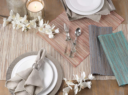 Saro Lifestyle Melaya Collection Shimmering Woven Nubby Placemat (Set of 4), 14"x20", Natural Color