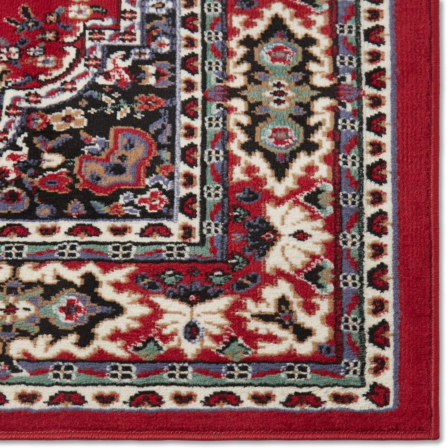 Home Dynamix Premium Sakarya Traditional Medallion Border Area Rug, Claret, 1'9"x7'2"