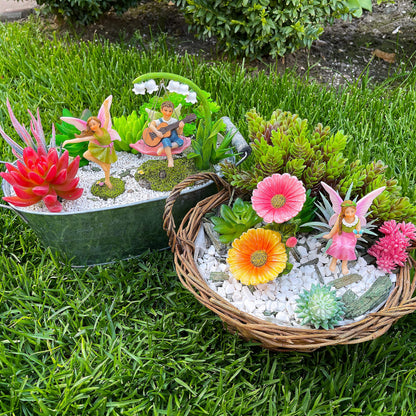 Mood Lab Fairy Garden Figurines - Dancing Swing Set (5 pcs) - Miniature Decorative Statues & Accessories - Outdoor & Indoor Garden Decor