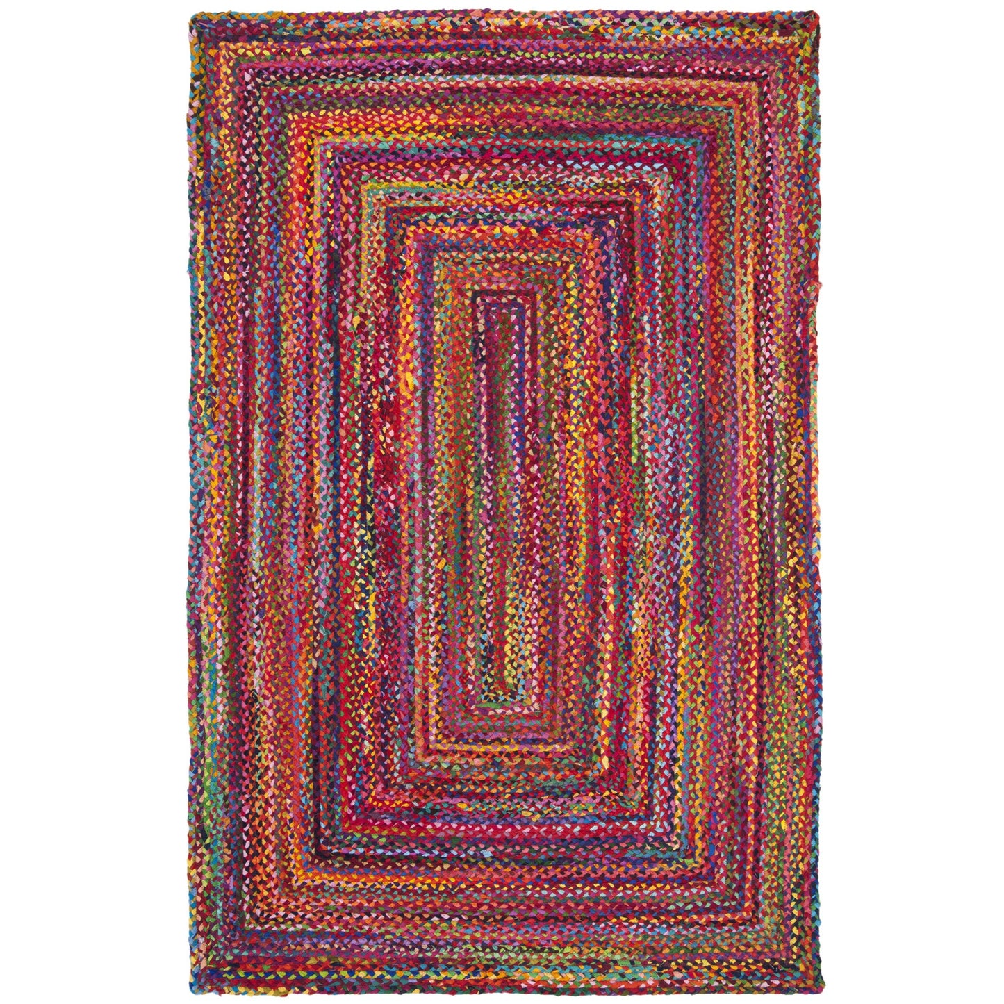 SAFAVIEH Area Rug 8x10 - Cape Cod Collection - Large - Red & Multi, Handmade Jute & Cotton, Woven Braided Design (CAP202A)