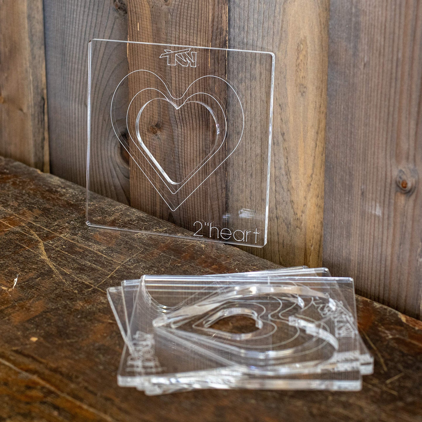 Nested Hearts 4"-1" - Acrylic Router Inlay Templates for Precise Wood Inlay Designs by Tarter Woodworking (MLIS) Multiple Layer Inlay System, Works with Router Inlay kit, Made in USA