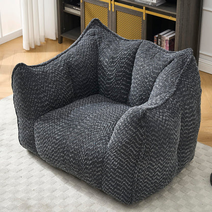 Large Chenille Bean Bag Chair for Adults - Oversized Square Lazy Sofa, Comfortable Gaming Reading TV Seat, 47.2" W x 36.2" D, Black, Living Room & Bedroom Essential