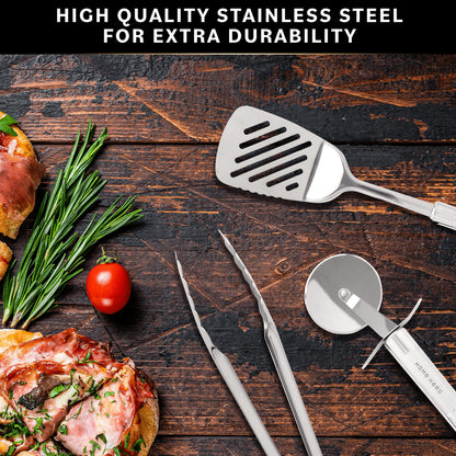 Home Hero 54-Piece Stainless Steel Kitchen Utensils Set - Heat-Resistant Nonstick Silicone & Stainless Steel Cooking Utensils - Complete Tools with Slotted Spoon & Pasta Spoon - Pack of 54, Silver